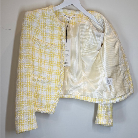 Veronica Beard Yellow and White Plaid Tweed Bryne Jacket Blazer Size 2 - Picture 8 of 11